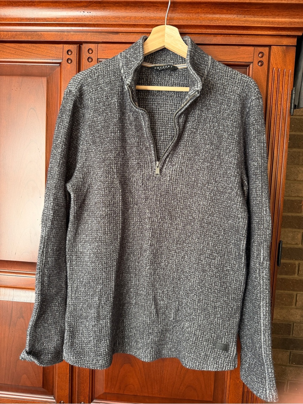 Men's Charcoal Half-Zip Sweater - Casual Knit Pullover